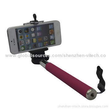 Pink selfie sticks with phone holder, compatible with all kinds of smart phone